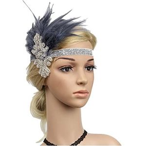 Veer Hoofdband Mode Ontwerp Party Hoofdband Hoofddeksel Veer Flapper Hoofdband Great Gatsby Hoofdtooi Vintage Prom Haaraccessoires Carnaval Veer Hoofdband (Size : Grey)