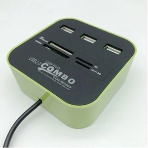 USB 2.0 Hub Combo Splitter 3 Poorten Docking Station Alles In Een SD TF M2 MS/Pro Duo kaartlezer Adapter for PC Laptop(Green)