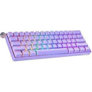 Geeky GK61 60% | Hot Swappable Mechanisch Gaming Toetsenbord | 61 Toetsen Multi Kleur RGB LED Achtergrondverlichting voor PC/Mac Gamer | ANSI US Amerikaanse Indeling (Lavendel, Mechanical Blue)