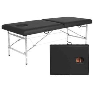 Draagbaar Draagbaar Opvouwbaar Schoonheidsmassagebed Liftend Professioneel Massagebed met Hoofdgat Tattoo Bed Therapiebed, for Spa Salon Tattoo Beauty(Black,180x70x50-72cm)