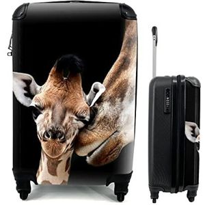 MuchoWow® Koffer - Giraffe - Dieren - Zwart - Portret - Dieren - Past binnen 55x40x20 cm en 55x35x25 cm - Handbagage - Trolley - Fotokoffer - Cabin Size - Print