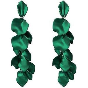 FDEETY Oorbellen met lange rozenblaadjes, vintage hangers, bloemenoorbellen voor dames - elegante, opvallende oorbellen met bloemen en kwastjes in kleurrijke tinten, Acryl