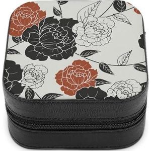 Rode Zwarte Rozen Bloemen Leuke Sieraden Organizer Doos Voor Oorbellen Ketting Ringen Opslag Display Case Reizen Houder Grappige Gift Kleine