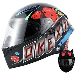 Motorhelm, DOT-goedgekeurde opklapbare modulaire jeugdhelm, crossmotorhelm met hoes for bromfiets ATV Cruiser F, XXL(I,XXL(6364 cm))