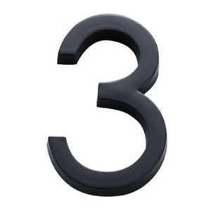 Huisbord deurnummer 10 cm ABS acryl cijferlabel 3D zwart 0 tot 9 nummer zelfklevend bord voor thuis brievenbus hotel adres deurlabel (kleur: nummer 3)