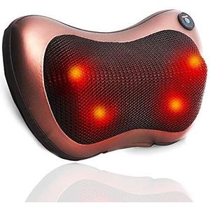 Shiatsu Massagekussen, massage-apparaat voor nek, schouders en rug, elektrisch nekmassageapparaat met warmtefunctie en 3D-draaiende massagekoppen voor spierpijn