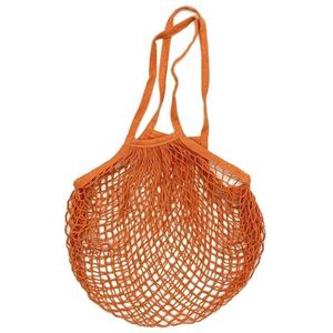 MZPOZB Draagbare Katoen Mesh Bag Draagbare Winkelen Mesh Zakken Voor Fruit Groente Netto Tas Opslag Handtas Katoen Opvouwbare Tas Voor Winkelen Boodschappen Mesh Zakken, Oranje, Long handle