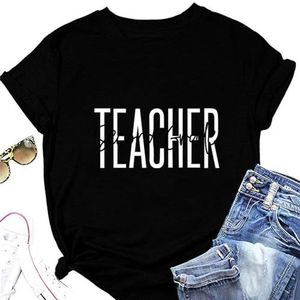 Leraar Tweede Grade Shirt Vrouwen Zomer Leraren Dag Gift Tees Crewneck Korte Mouw Basic T-shirt Tops, Zwart, M