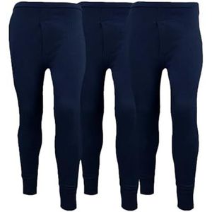 Set van 3 thermische onderbroeken voor heren, lange onderbroek, onderlaag, extreem warm geborsteld aan de binnenkant, ultrazachte broek, leggingsbroek, marineblauw, L