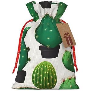 De groene Zakken van de Cactusstof Gift met Drawstring-feestelijke Vakantie Giftzakken voor Huis en Bureauvieringen