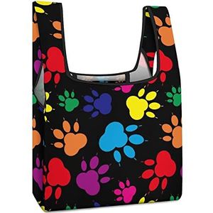 Kleurrijke Pootpatroon Opnieuw te gebruiken het Winkelen Zakken Vouwbare Grocery Bags Large Fold Up Tote Bag met Lange