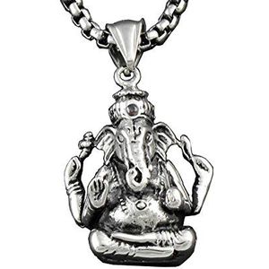 Geschenken voor mannen Heren roestvrijstalen Boeddha hindoe Ganesh olifant God heren hanger ketting PE43