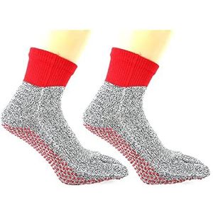 Anti-cut Split Teen Sokken 5-niveau Snijweerstand Blootsvoets Beschermend Antislip Outdoor Camping Strand Slijtvaste Wandelsokken(Size M red)