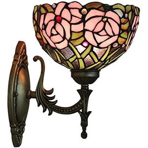 Tiffany -Stijl Wandlamp, 8 -Inch Roze Getinte Glazen Wandlamp Classic Art Lamp Decoratief Voor Slaapkamer Lounge Corridor Bar Koffiebar