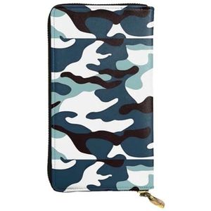 Marine Camouflage Unisex Lederen Rits Portemonnee Cosmetische Tas voor Party Reizen Vakantie Geschenken, Zwart, Eén maat