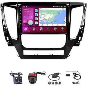 Android Autoradio Video Multimedia Speler, 9 Inch Touch Screen Radio Plug And Play Autotoebehoren met Bluetooth En Navigatie En Achteruitrijcamera Voor Mitsubishi Pajero Sport 3 2016-2018(M300S 4G+W