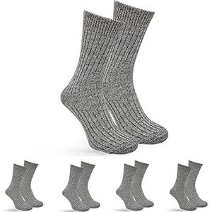 MOUNTREX Wollen Sokken - Noorse Sokken, Warme Wintersokken, Huissokken - Dames en Heren - 5 Paar (39-42, Grijs)