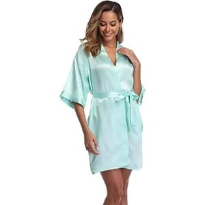LHSJYG Damesgewaden satijnen badjas vrouwelijke intieme lingerie nachtkleding zijdeachtig bruidscadeau casual kimono badjas jurk nachthemd sexy nachtkleding (mint, 4XL)