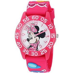 Disney Girls Minnie Mouse Analog-Quartz Watch with Plastic Strap, Pink, 15.8 (Model: WDS000506)