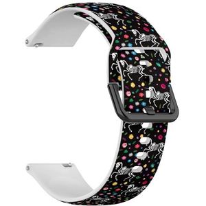 RYANUKA Compatibel met Amazfit Bip 3/Bip 3 Pro/Bip U Pro/Bip/Bip Lite/Bip S/Bip S lite/Bip U (Skeleton Unicorn Among) 20 mm zachte siliconen sportband armband band, Siliconen, Geen edelsteen