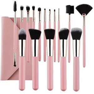 Kwastenset Professionele Make-up Kwast Roze Houten Handvat, Gezichtscontour Oogschaduw Concealer Tool Make-Up Borstel Set(Pink-Brush Pack)