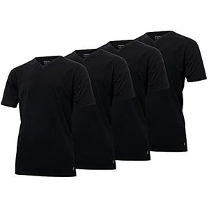4-pak Heren t-shirts Gentlemen longfit (extra lang), 100% katoen voorgekrompen zwart V-hals 3XL
