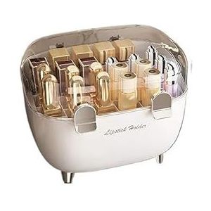 Make-uporganizers met deksel, transparante displaystandaard, stofdichte make-up-organizer voor, Model B Wit Zilver, Eén maat