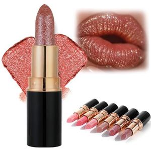 Diamond Glitter Lipstick, Langhoudende Roze Metallic Glitterlipstick, Diamond Nude Shimmer Lipgloss, Lichtgewicht Hydraterende Formule (04#)