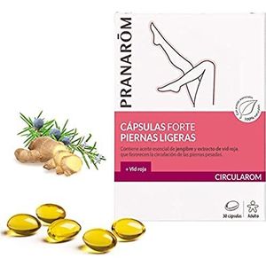 Pranarôm Circularom capsules forte Lichte benen, helpt bij het verwijderen van vloeistof bij waterophoping, stimuleert de doorbloeding van vermoeide benen, 30 capsules
