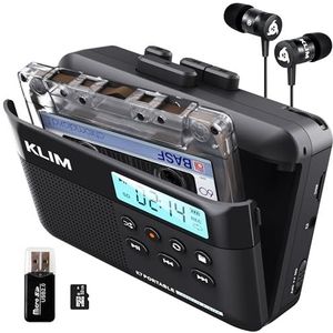 Cassettespeler KLIM K7 - Audiocassettespeler - Audiocassette naar MP3 Converter - Ingebouwde Microfoon en Luidspreker - Oplaadbare Batterij - Oortelefoon - 32GB SD-kaart