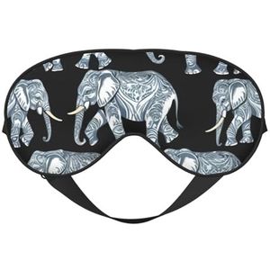 Olifant-blauw zwart print stijlvol oogmasker lichtgewicht reizen yoga dutje meditatie camping werk ontspanning