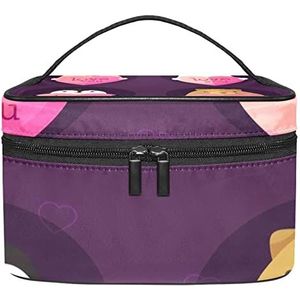 Dierlijke varkens make-up organizer tas, reismake-up tas organizer case draagbare cosmetische tas voor vrouwen en meisjes toiletartikelen, Meerkleurig, 22.5x15x13.8cm/8.9x5.9x5.4in