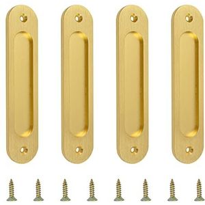 MOROBOR Ovale verzonken schuifdeur trekt, 4 STKS schuifdeur vinger trek mat goud aluminium schuifdeur handgrepen met schroeven voor schuifdeuren kasten kast en laden