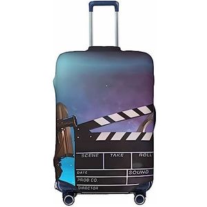 DEHIWI Films Clapperboard Bagage Cover Reizen Stofdichte Koffer Cover Rits Sluiting Koffer Protector Fit 18-32 Inch Bagage, Zwart, M