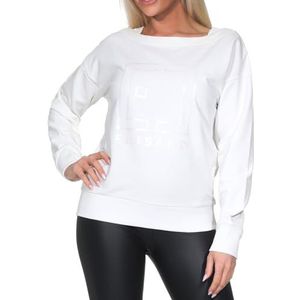 Elbsand Fenja Sweatshirt voor dames met boothals, losse pasvorm, Cloud White Iridescent, XL