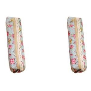 Paowsietiviity Etui Chique Ontwerp Leuke Uiterlijk Opslag Benodigdheden Make-up Gevallen Multifunctionele Cosmetische Fitting Pen Zakken Khaki Bloemen, 2 Set (Lichtblauwe bloemen), as description, als