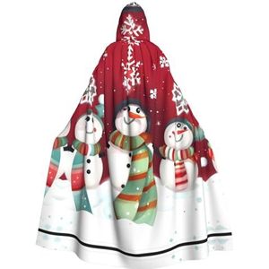 SSIMOO Vrolijk kerstfeest schattige sneeuwpop volwassen mantel met capuchon, verschrikkelijke spookfeestmantel, geschikt voor Halloween en themafeesten