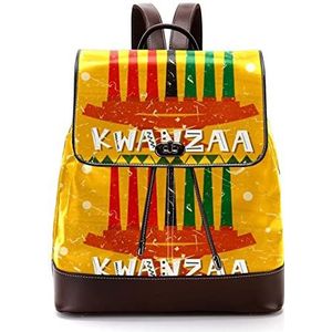Gepersonaliseerde casual dagrugzak tas voor tiener zeven kwanzaa kaars gele achtergrond schooltassen boekentassen, Meerkleurig, 27x12.3x32cm, Rugzak Rugzakken