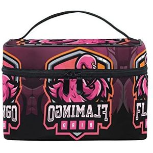 Flamingo Rode vogel-make-uptas, organizer, cosmeticakoffer, toilettas, grote tas voor meisjes en dames