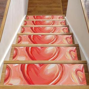 CHENZZZZ 15 hart vorm koraal kleuren achtergrond traptreden tapijt antislip veiligheid loper tapijt voor houten treden indoor resistente mat voor kinderen honden