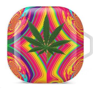Marihuanablad Oordopjes Hoesje Compatibel met Samsung Hard Shell Beschermhoes Wit-Stijl