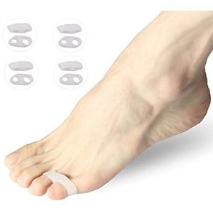 PEDIMEND Teenslippers voor kleine tenen - Double Loop Tailor's Bunion Separator - Strekt en lijnt tenen uit - Unisex - Voetverzorging (Double Loop Pinkie Toe Separator, 4 PAAR - 8 stuks)