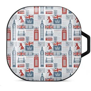 Thema van het VK en Londen Britse vlag oordopjes hoesje compatibel met Samsung hard shell beschermhoes zwarte stijl