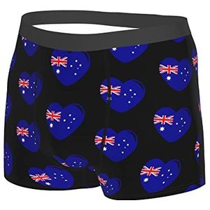 501 Australische Vlag Hart Heren Boxers Shorts Comfortabele Ondergoed Trunks Uitgerust Sport Onderbroek Stretchy Boxers Trunk, Boxer Slips 599, XL