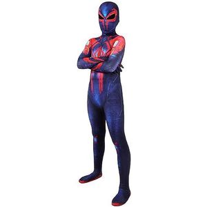 Spiderman Kostuum Kinderen，Halloween Cosplay Spider-Man 2099 Kostuum, Jongens Meisjes 3D-geprint Spider-Man Superheld Kostuum, Geschikt voor 3 tot 12 Jaar oud Kinderfeestkostuum.(M,Blue)