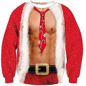 Goodstoworld Unisex 3D kersttruien nieuwigheid Kerstmis dier Elf bedrukt sweatshirt lange mouwen T-shirt S-XXL, A-kerst valse twee 1, XL