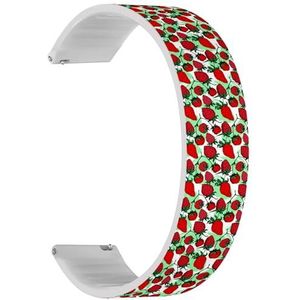 RYANUKA Solo Loop band compatibel met Ticwatch Pro 3 Ultra GPS/Pro 3 GPS/Pro 4G LTE / E2 / S2 (Strawberry Fresh Berry Healthy) Quick-Release 22 mm rekbare siliconen band accessoire, Siliconen, Geen