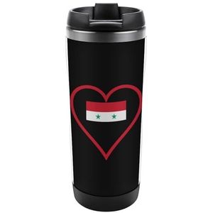I Love Syrische Rode Hart Reizen Mok Rvs Koffie Cup Isolatie Tumbler Thermische Mok voor Thee Sap