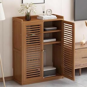 LIUWOPA WiFi-router verborgen doos en media-opbergkast - vrijstaande organizer met dubbeldeksplank voor thuis/kantoor - stijlvol zwart ontwerp (58,9 x 24,9 x 97 cm)