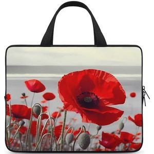 Laptop Tas Ultradunne Rode Bloem Printing Laptop Draagbaarheid Messenger Bags Voor Werk Reizen, Stijl, 13 Inch